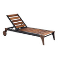 Zonlounger van Hout en Metaal met Verstelbare Rugleuning
