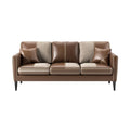 Elegante leren bank met kussen en stiksels